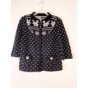 DC cardigan jacket, snow flakes size LG juniors,